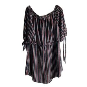 SPEED LIMIT Womens Elastic Waist Striped Balloon Sleeve Dress Plus Size 2X